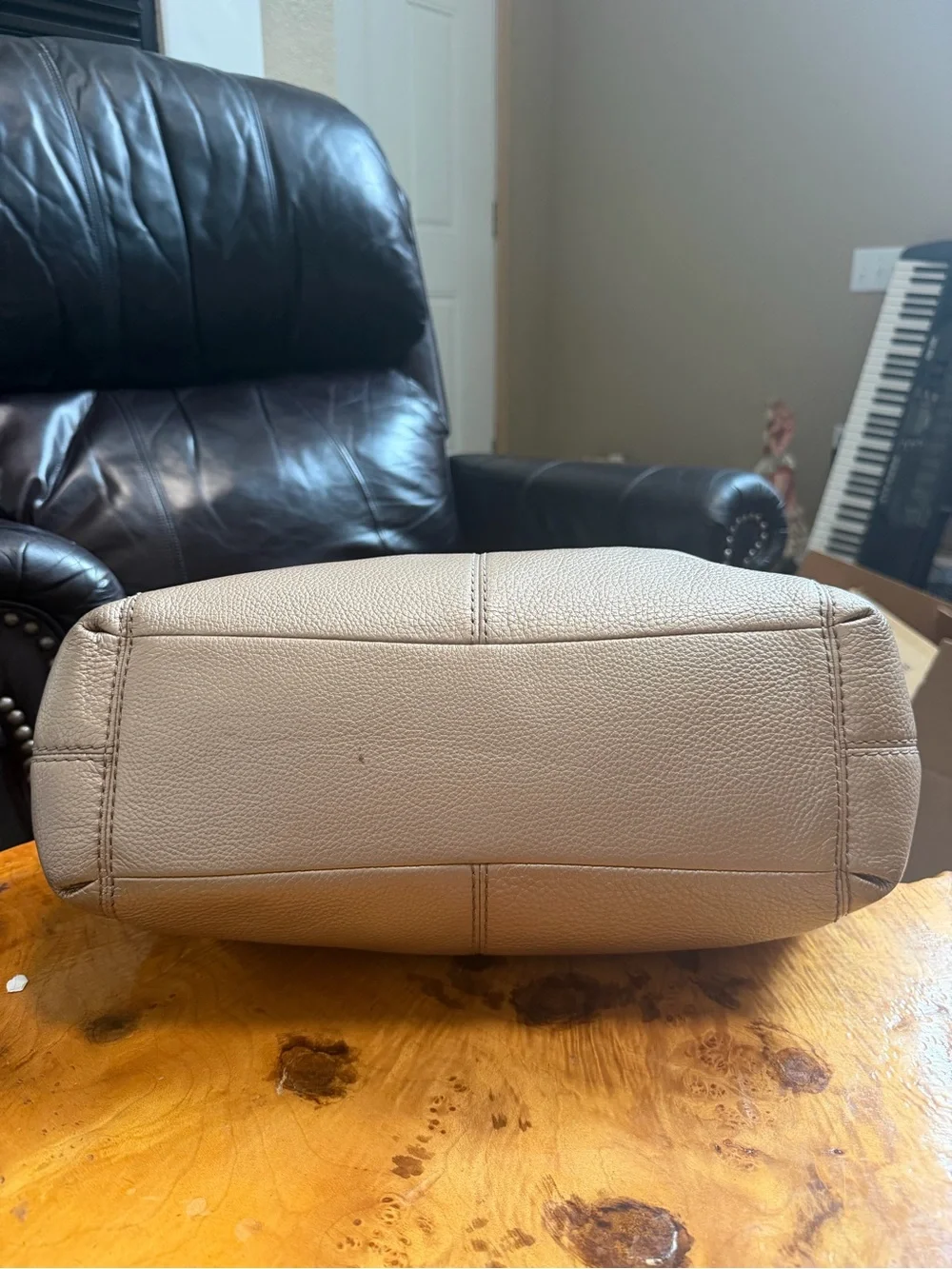 Coach F32150 Lexy Triple Compartment Shoulder Bag Metallic Platinum Pebbled Lthr